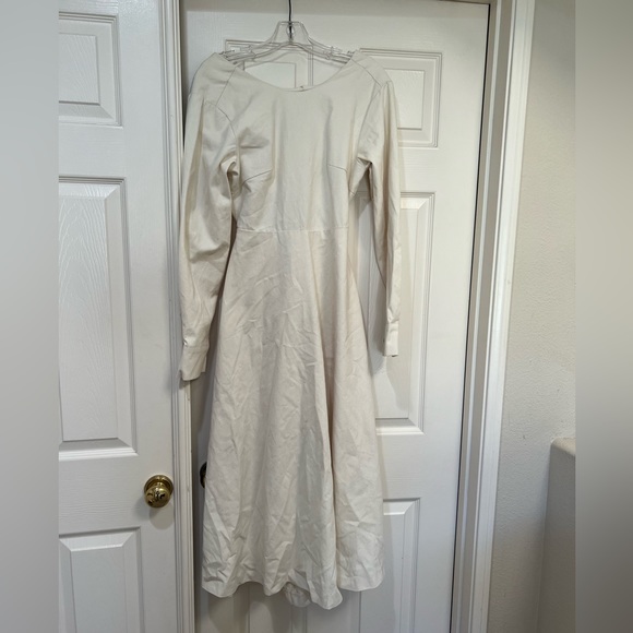 Made in Korea Cotton corduroy like Like Open Tie Back A‎ Line Dress. Size Small - Picture 3 of 13